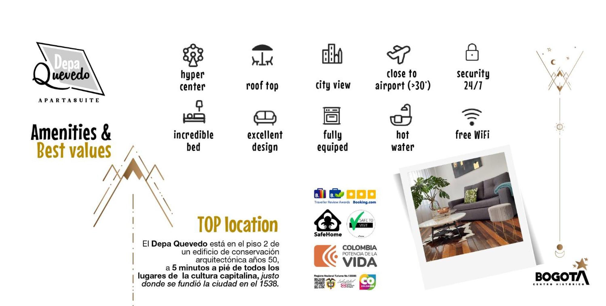 Depa Quevedo - Trendy Revamped Flat - Exceptional Spot In Bogota'S Historic Colonial Square - Candelaria ภายนอก รูปภาพ